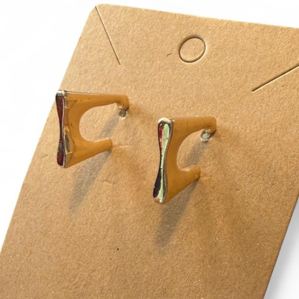 Gold Tone Modern Square Hoop Earrings - Picture 7 of 8